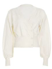 Kybecs | Simple Ins Style V-Neck Lantern Sleeve Wool Cardigan Slim Fit