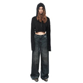 Kybecs| Women’s Retro Distressed Straight Jeans – Loose-Fit Dad-Style Washed Denim