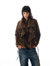 Kybecs| Women’s Cool Loose Irregular Brown Jacket – Maillard Color Trendy Casual Outerwear