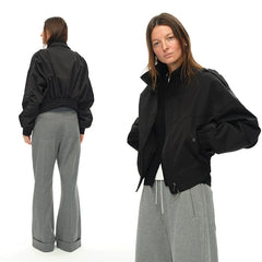 Kybecs | Women’s Retro-Inspired Loose Short Jacket in Black or Khaki for Autumn and Winter