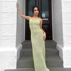 Kybecs| Floral Cutout Strappy Backless maxi Dress for Women – Slim Fit Summer Beach Style
