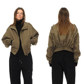 Kybecs | Women’s Retro-Inspired Loose Short Jacket in Black or Khaki for Autumn and Winter