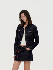 Kybecs| Women’s Vintage Quilted Denim Short Jacket & Slim Denim Skirt Set