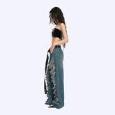 Kybecs| Women’s Ripped Wide-Leg Jeans – Retro Washed Distressed Summer Pants
