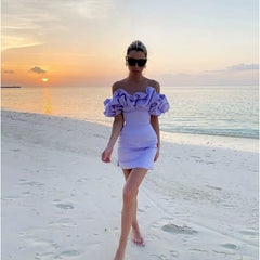 Kybecs| Ruffled One-Shoulder Party midi Dress for Women – Elegant Light Luxury Occasion Style