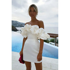 Kybecs| Ruffled One-Shoulder Party midi Dress for Women – Elegant Light Luxury Occasion Style