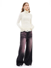 Kybecs| Women’s Retro Black Wide-Leg Jeans – Loose-Fit Washed Straight Floor-Length Pants for Spring & Autumn