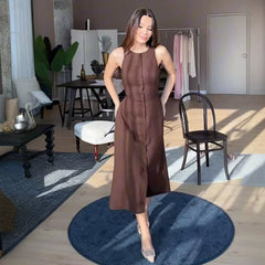 Kybecs| Sleeveless Button Waist Dress for Women – Elegant Slim Fit Summer Style