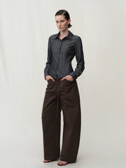 Kybecs| Women’s Cotton Low-Waist Drawstring Casual Pants – Loose-Fit Wide-Leg Banana Trousers
