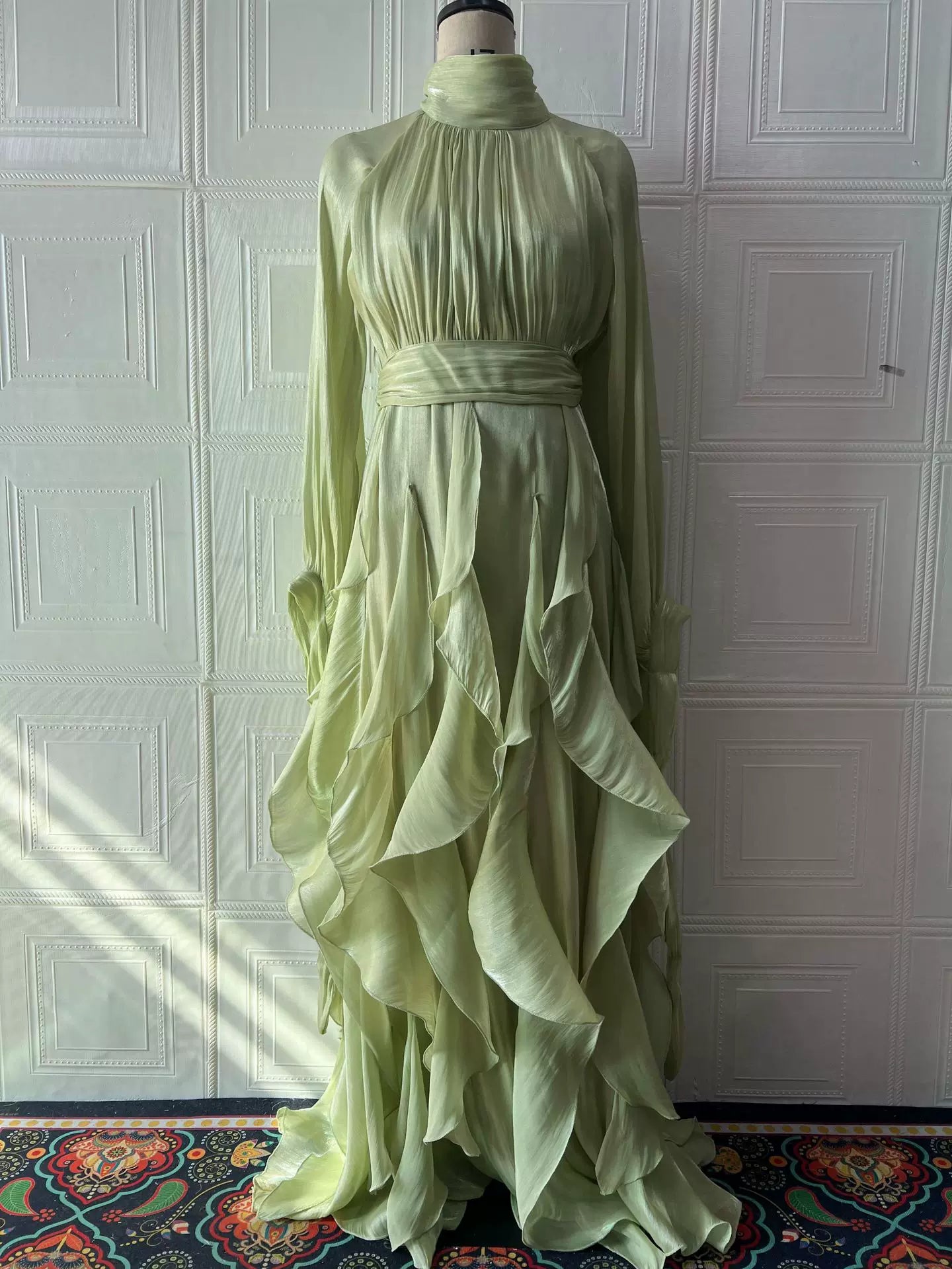 Kybecs| Elegant Ruffled Slim Fit MAXI Dress for Women – Modern European & American Evening Style