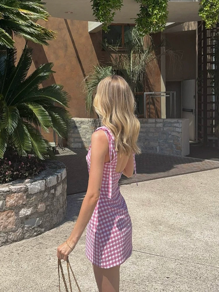 Kybecs| Strappy Summer Midi Dress for Women – Slim-Fit Bow-Accented Dress
