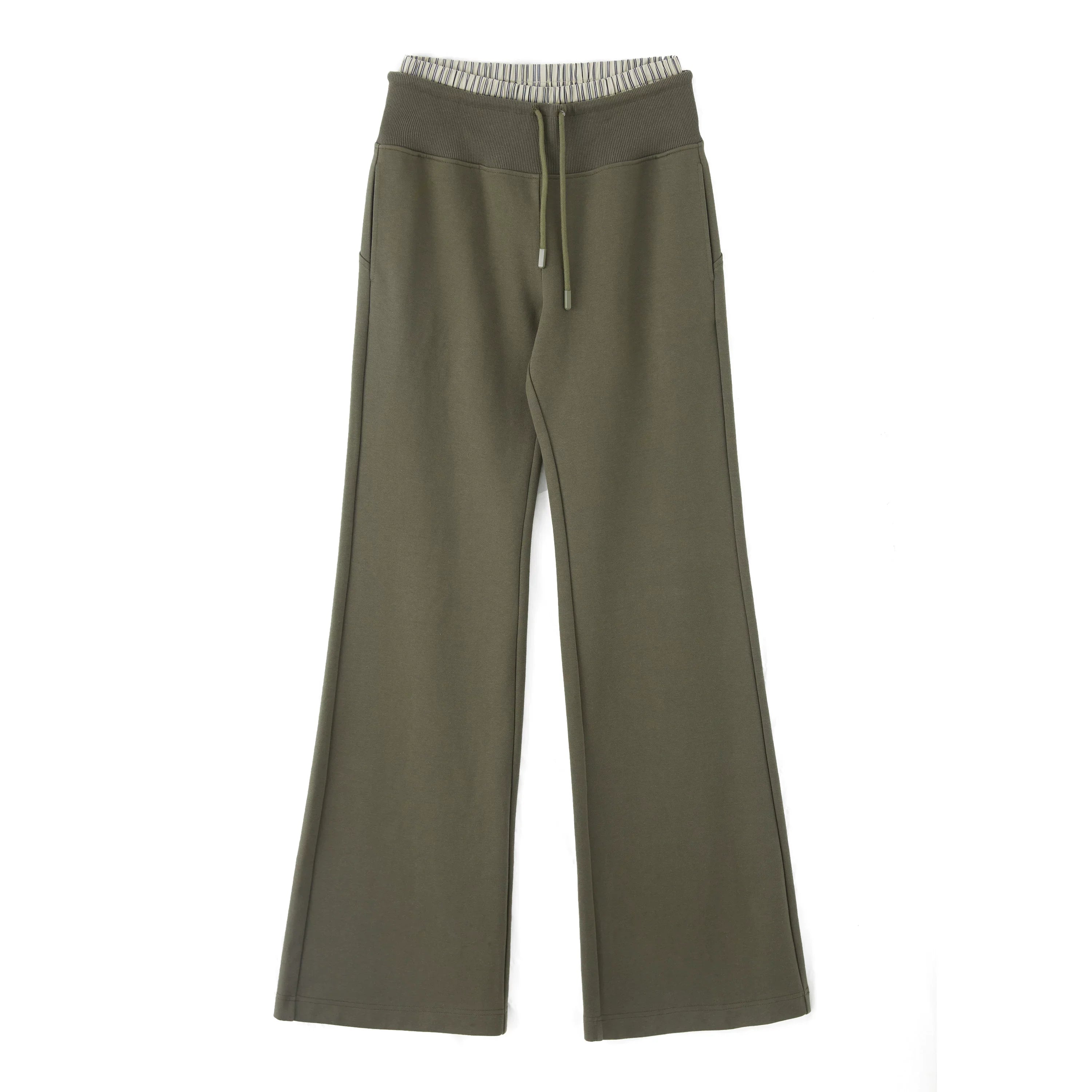 Kybecs| Women’s Casual Wide-Leg Drawstring Pants – Elastic Waist Loose Fit Trousers in Olive Green