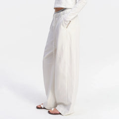 Kybecs| Women’s Summer Tencel Loose Wide-Leg Pants – Lightweight Casual Khaki & White Long Trousers