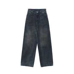 Kybecs| Women’s Retro Distressed Straight Jeans – Loose-Fit Dad-Style Washed Denim