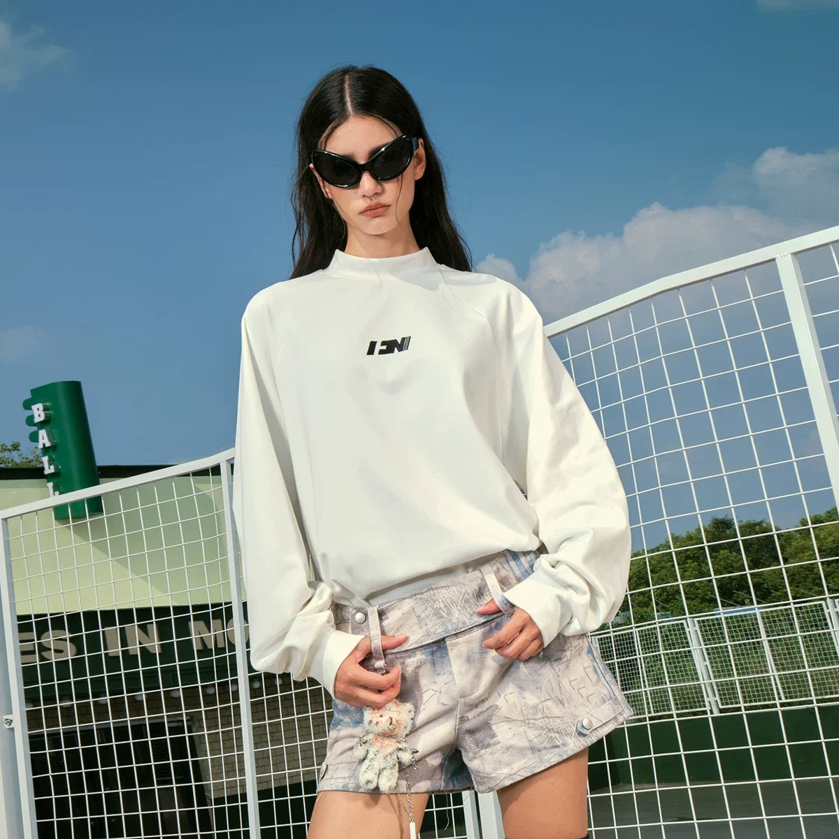 Kybecs | German Velvet Half Turtleneck Embroidered Loose Long Sleeve Top