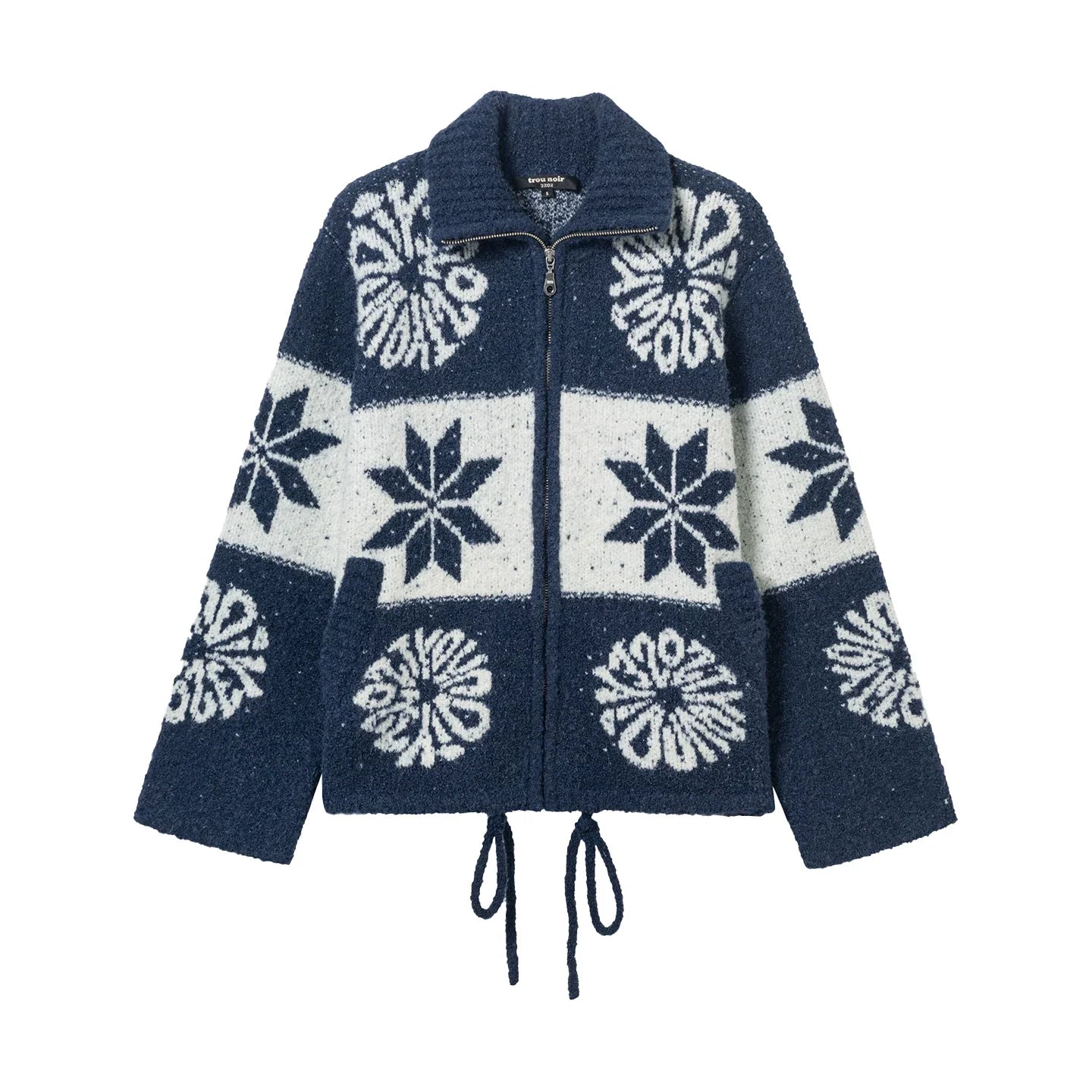 Kybecs | Autumn Winter Fair Isle Loose Cardigan Icelandic Flower Knit Jacket