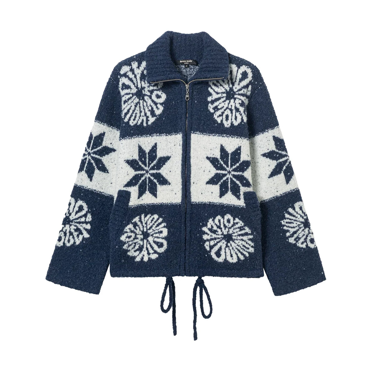 Kybecs | Autumn Winter Fair Isle Loose Cardigan Icelandic Flower Knit Jacket