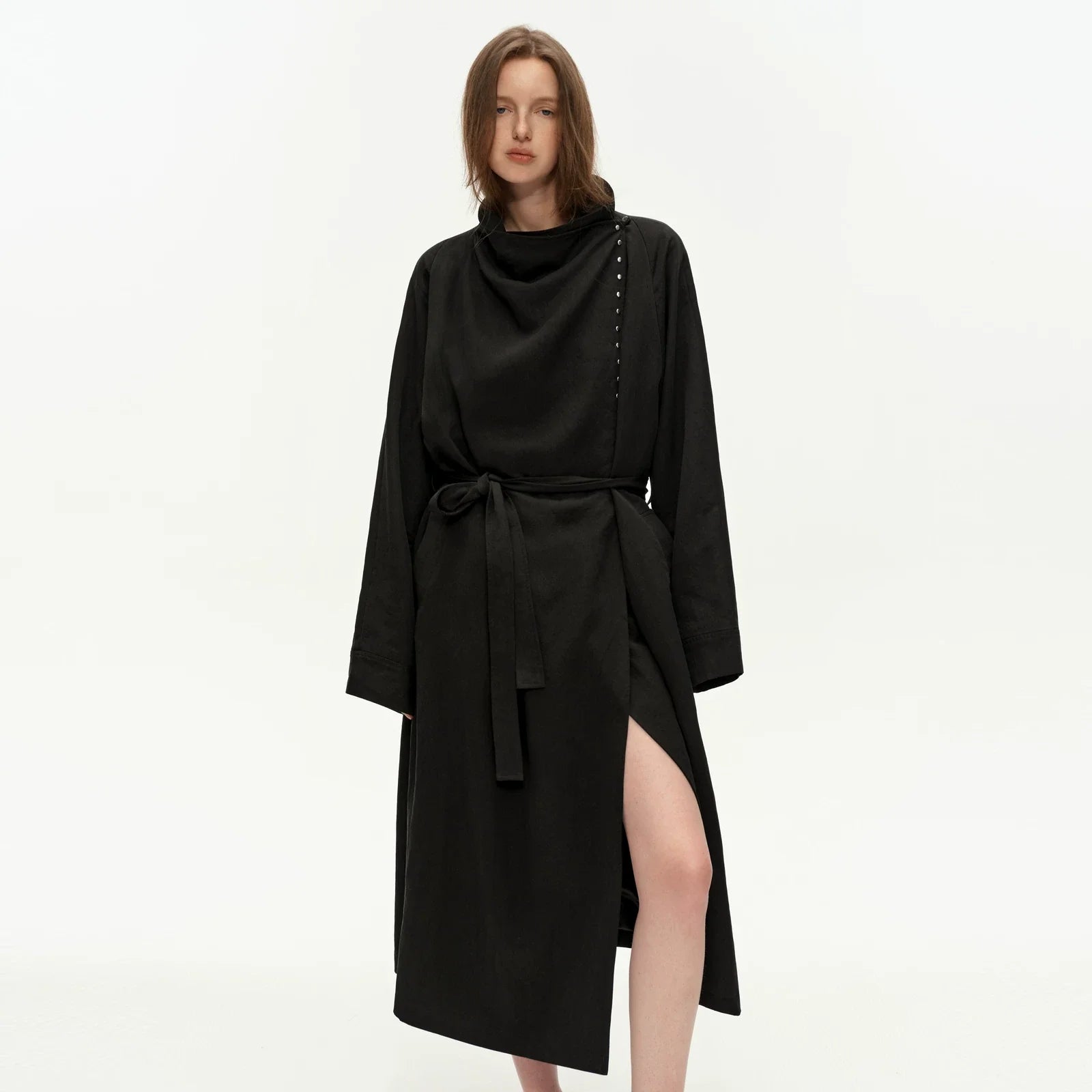 Kybecs | Women’s Tencel Blend Two-Way Lightweight Trench Jacket with Asymmetrical Collar