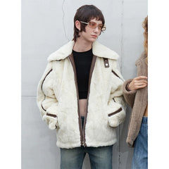 Kybecs | Women’s Faux Mink Fur Plush Jacket in White or Brown for Autumn and Winter