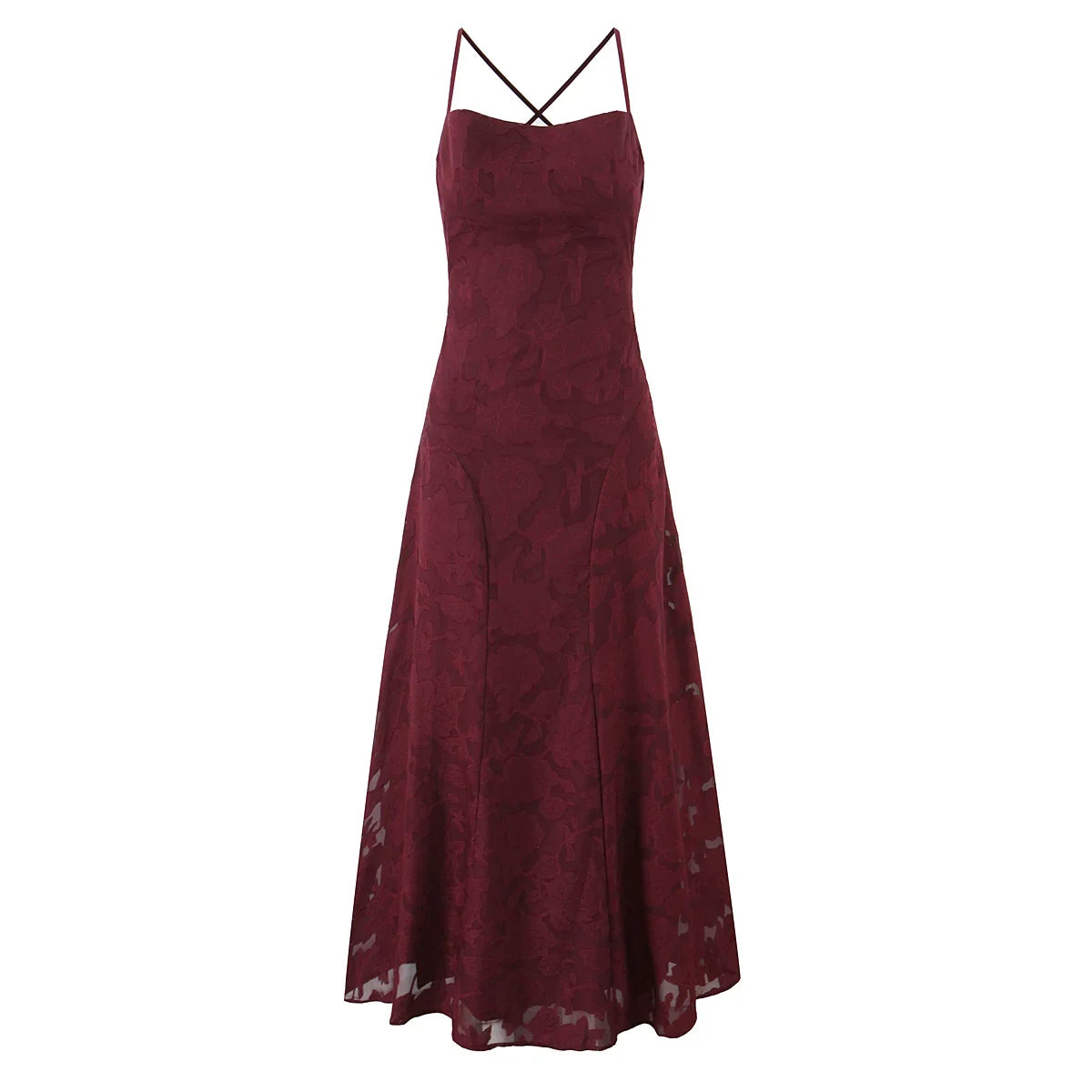 Kybecs| Jacquard Backless Strappy Midi Dress for Women – Slim-Fit Suspender Dress
