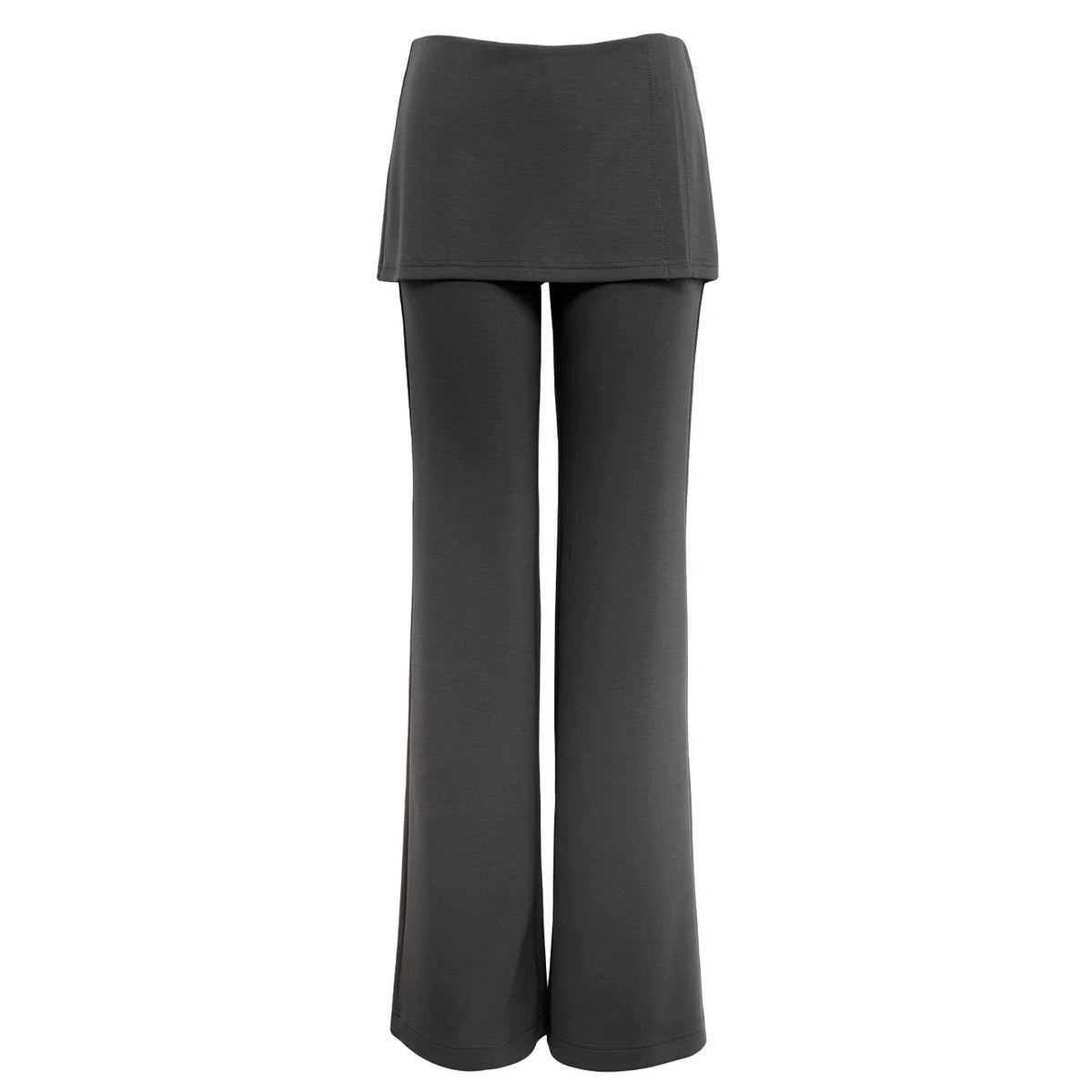 Kybecs| Women’s Fake Two-Piece Slim-Fit Micro-Flare Pants – Elastic Waist Casual Skirt Pants