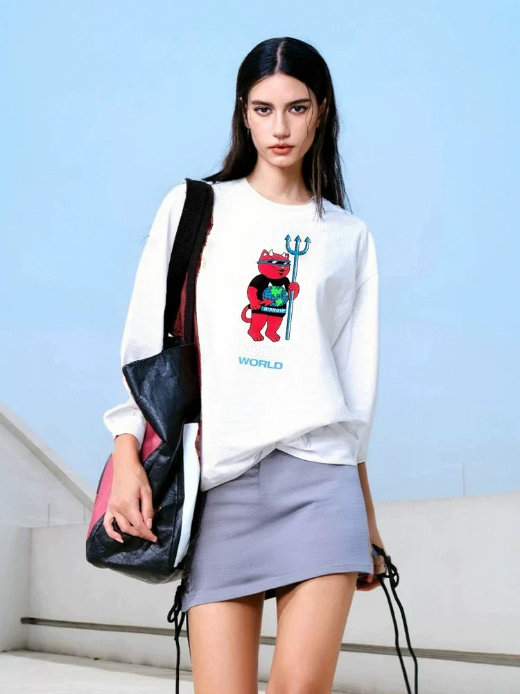 Kybecs | American Street Style Graphic Long Sleeve T-Shirt Couple Unisex