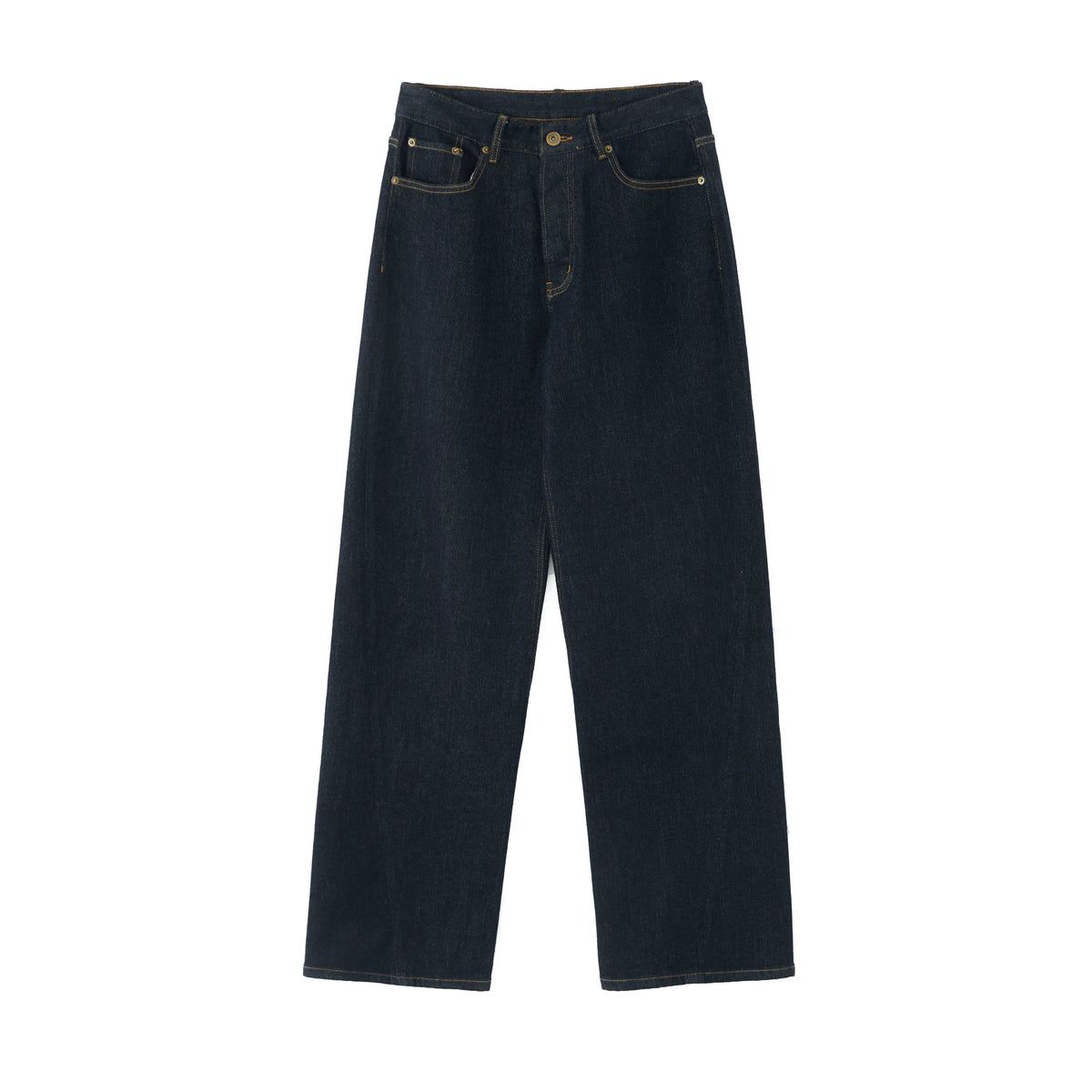 Kybecs| Women’s Vintage Dark Blue Low-Rise Straight Jeans – Loose-Fit Raw Denim for Spring & Summer
