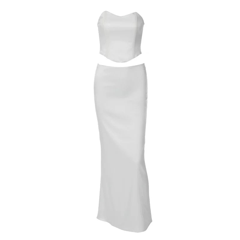 Kybecs| Satin Solid Color Midi Skirt for Women – Back Zipper Hip-Covering Design