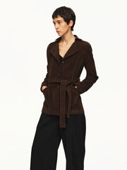 Kybecs | Women’s Brown Suede Slim Windbreaker Jacket with Lace-Up Front
