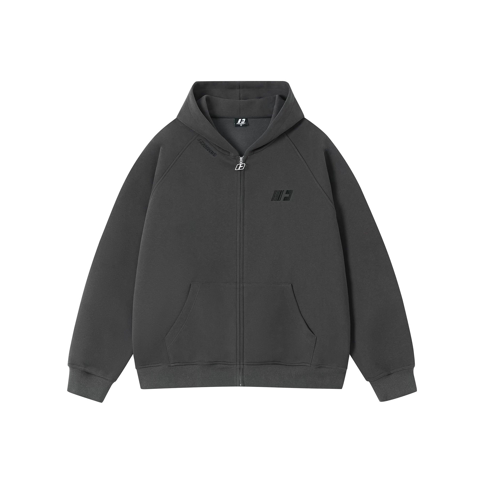 Kybecs | Embroidered Hooded Zip Cardigan Loose Casual Jacket Unisex