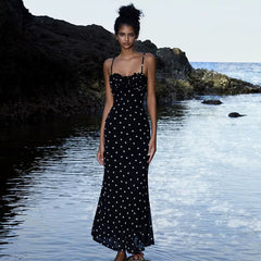 Kybecs| Polka Dot Slim-Fit Midi Dress for Women – Versatile Long Skirt Design