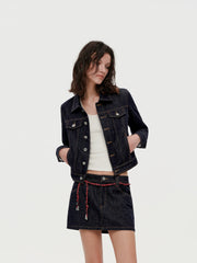 Kybecs| Women’s Vintage Quilted Denim Short Jacket & Slim Denim Skirt Set