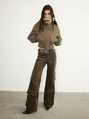 Kybecs| Women’s Retro Loose Corduroy Pants – Casual Wide-Leg Overalls