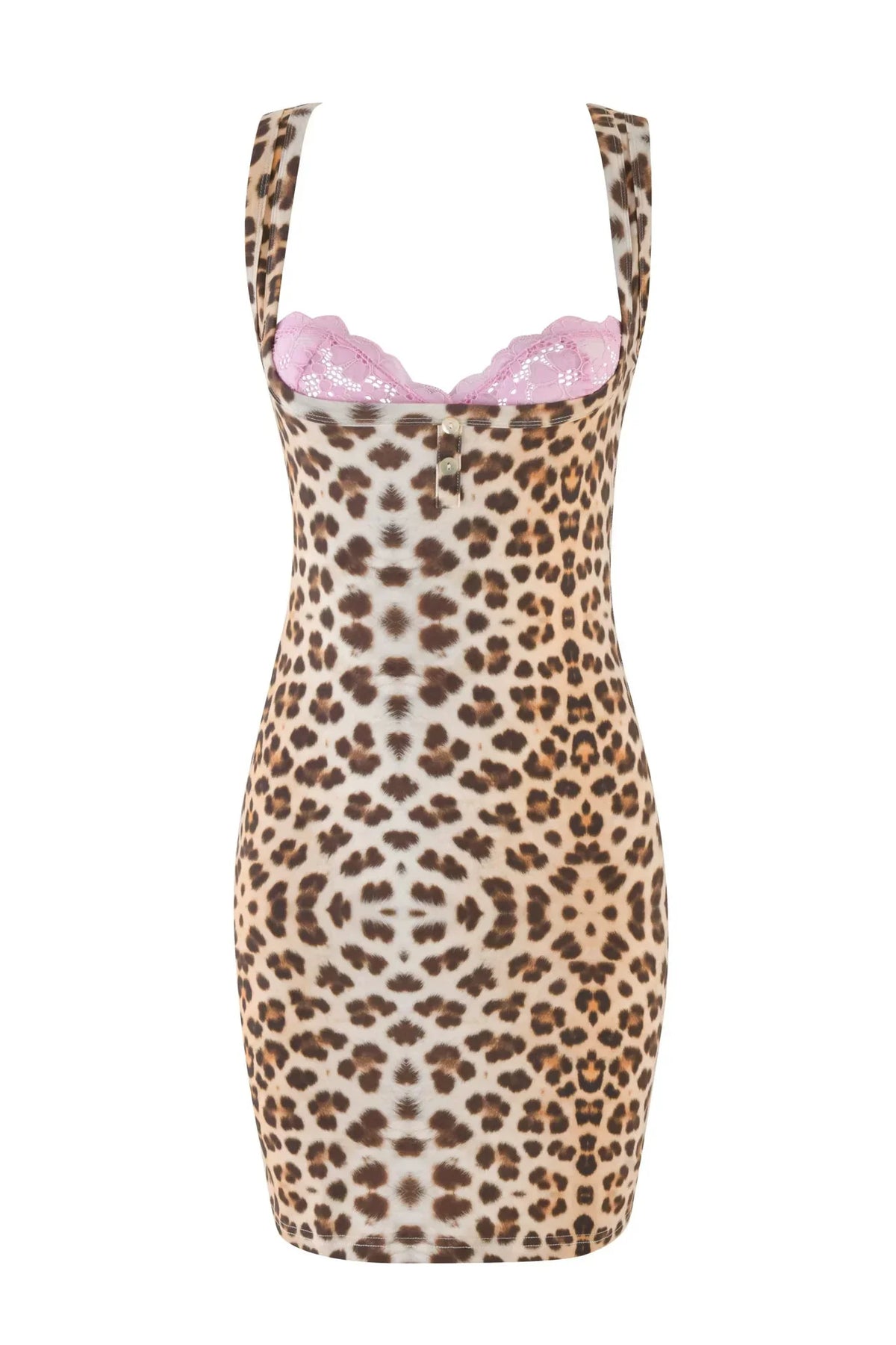 Kybecs | Sexy Leopard Lace Color Block Square Neck Sleeveless Dress