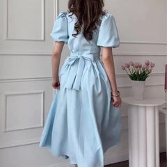 Kybecs| Short Sleeve Maxi Dress for Women – Retro Inspired Elegant Summer Style