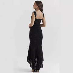 Kybecs| Strapless Jacquard Fishtai maxi Dress for Women – Pleated Waist Slim Fit Evening Style
