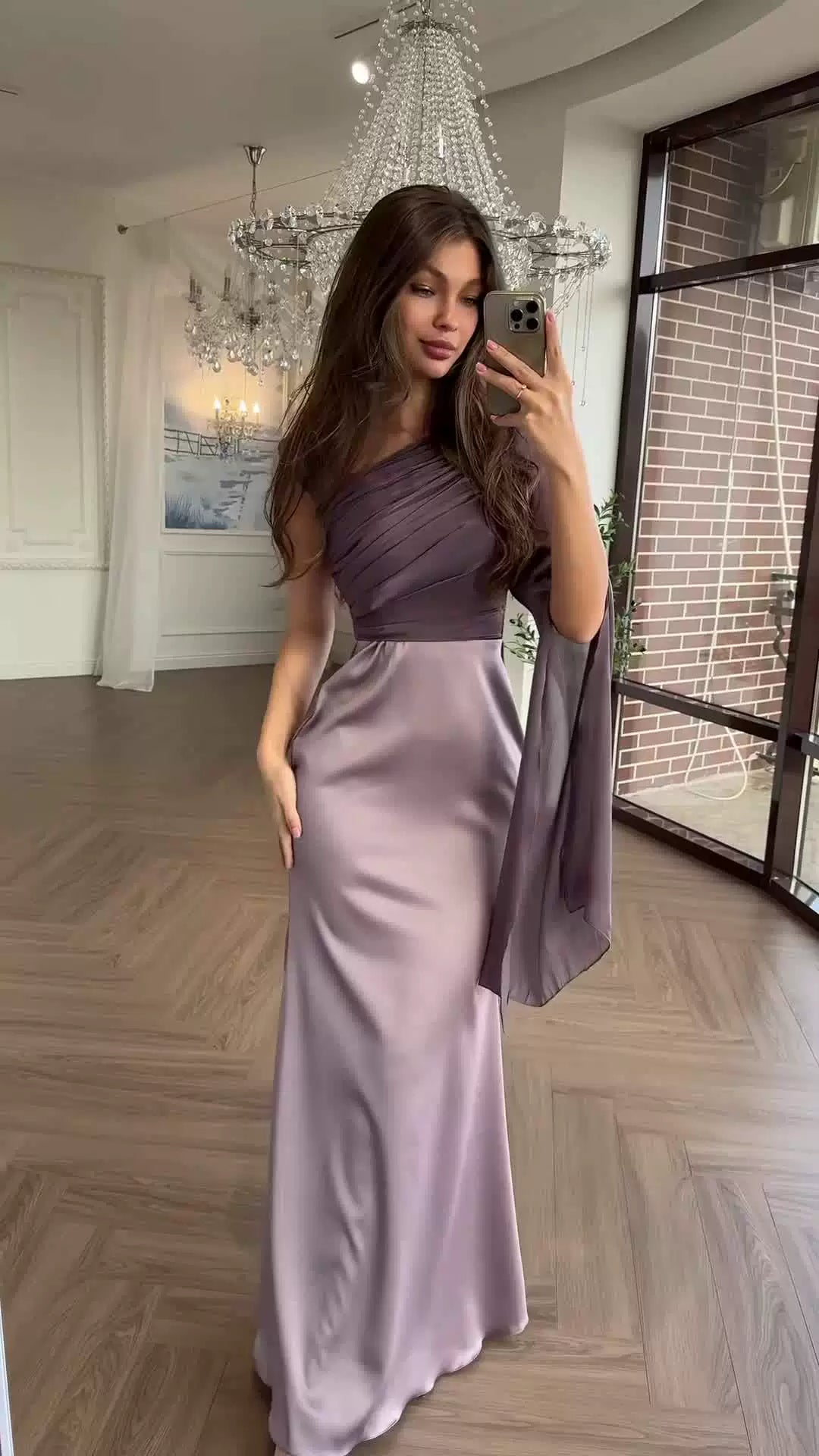 Kybecs| Single Long Sleeve Silky Maxi Dress for Women – Elegant Slim Fit Formal Style