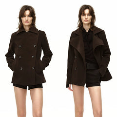 Kybecs| Women’s Brown Washed Faux Suede Short Trench Coat – Casual Short Outerwear