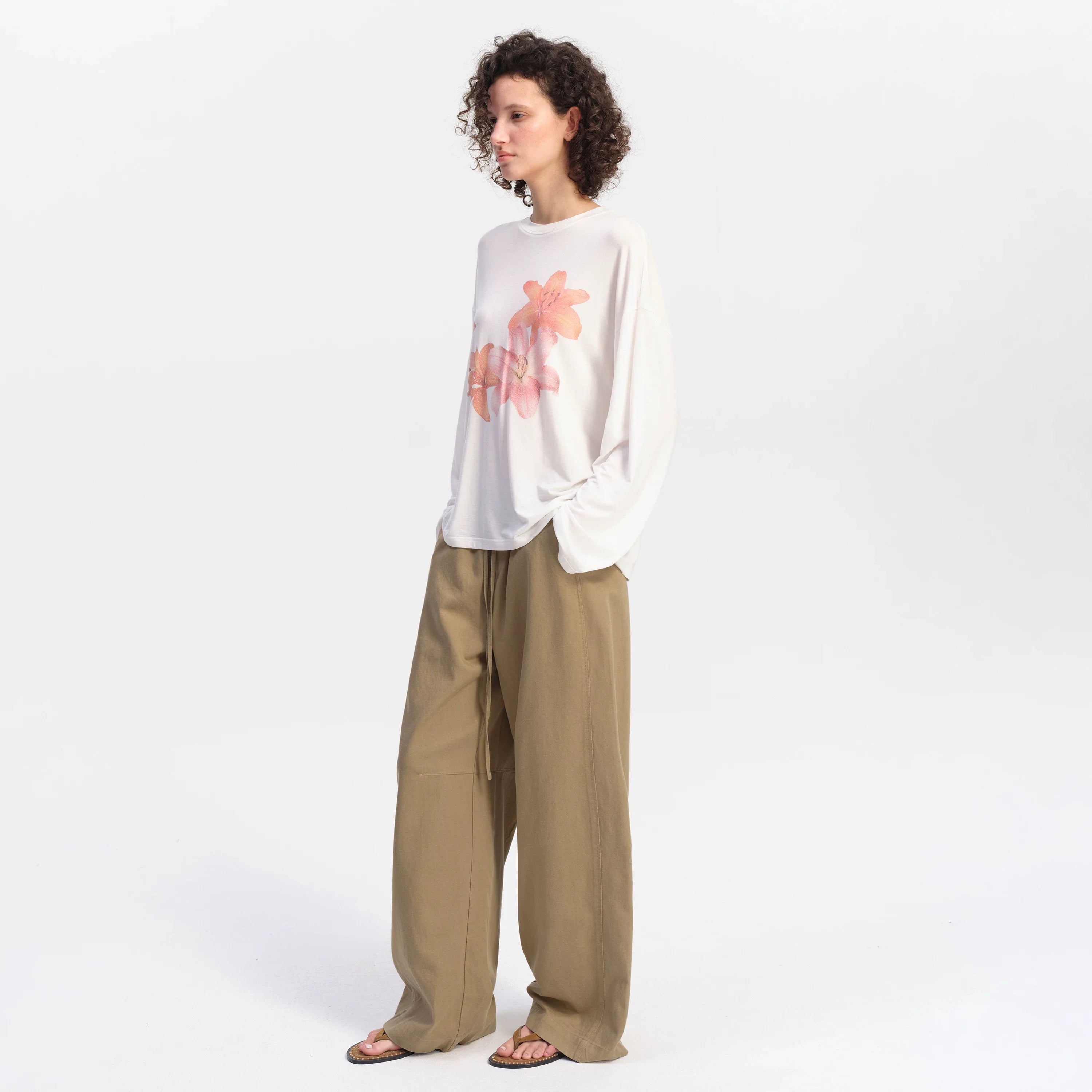 Kybecs| Women’s Summer Tencel Loose Wide-Leg Pants – Lightweight Casual Khaki & White Long Trousers