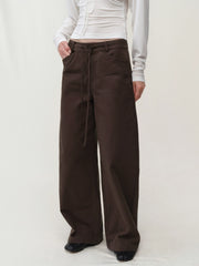 Kybecs| Women’s Cotton Low-Waist Drawstring Casual Pants – Loose-Fit Wide-Leg Banana Trousers