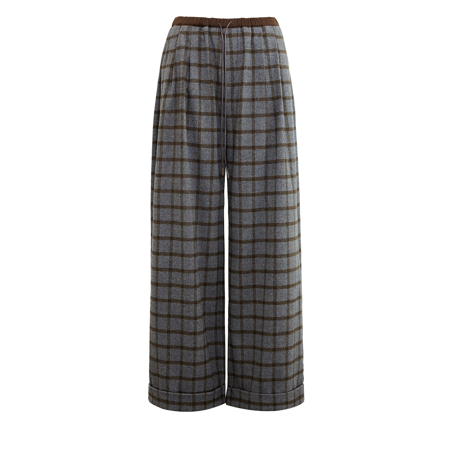 Kybecs| Women’s Woolen Plaid Wide-Leg Trousers – Loose Slimming Straight-Leg Pants for Fall & Winter