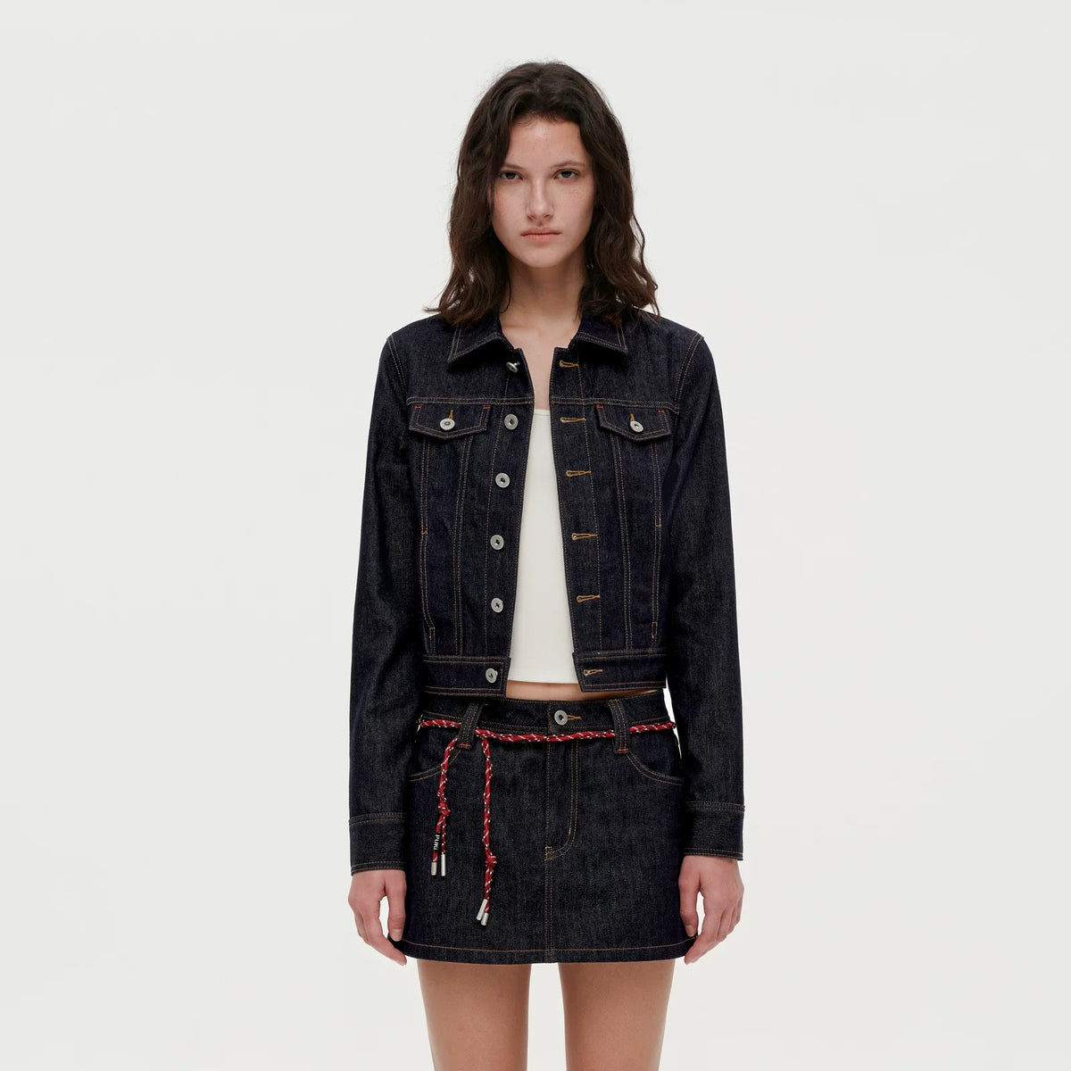 Kybecs| Women’s Vintage Quilted Denim Short Jacket & Slim Denim Skirt Set