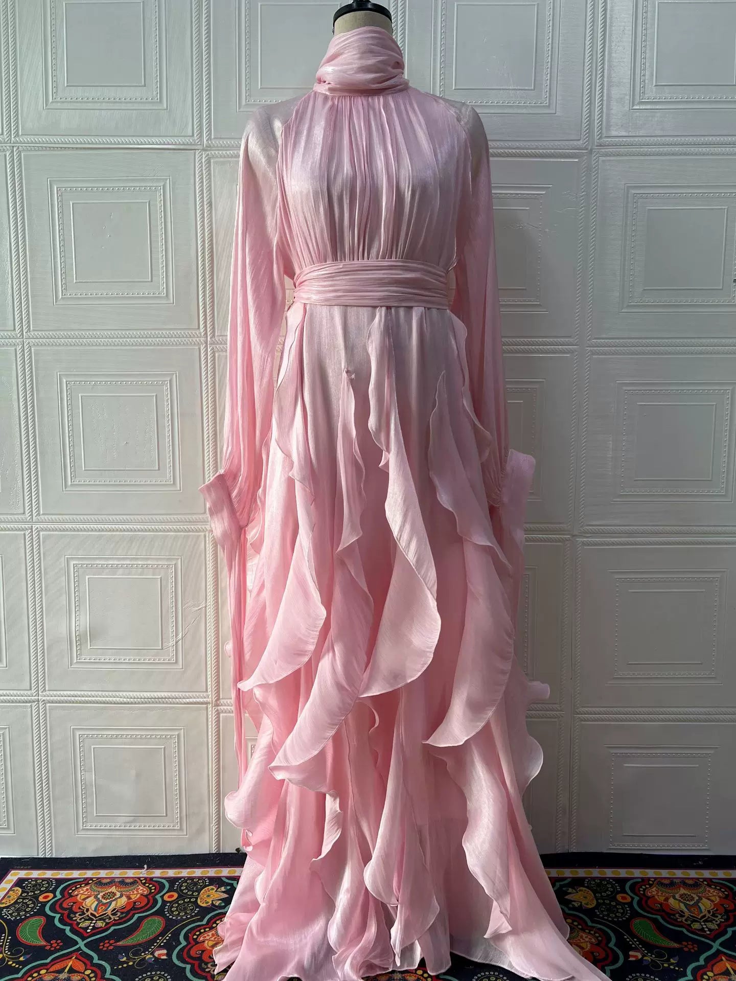 Kybecs| Elegant Ruffled Slim Fit MAXI Dress for Women – Modern European & American Evening Style