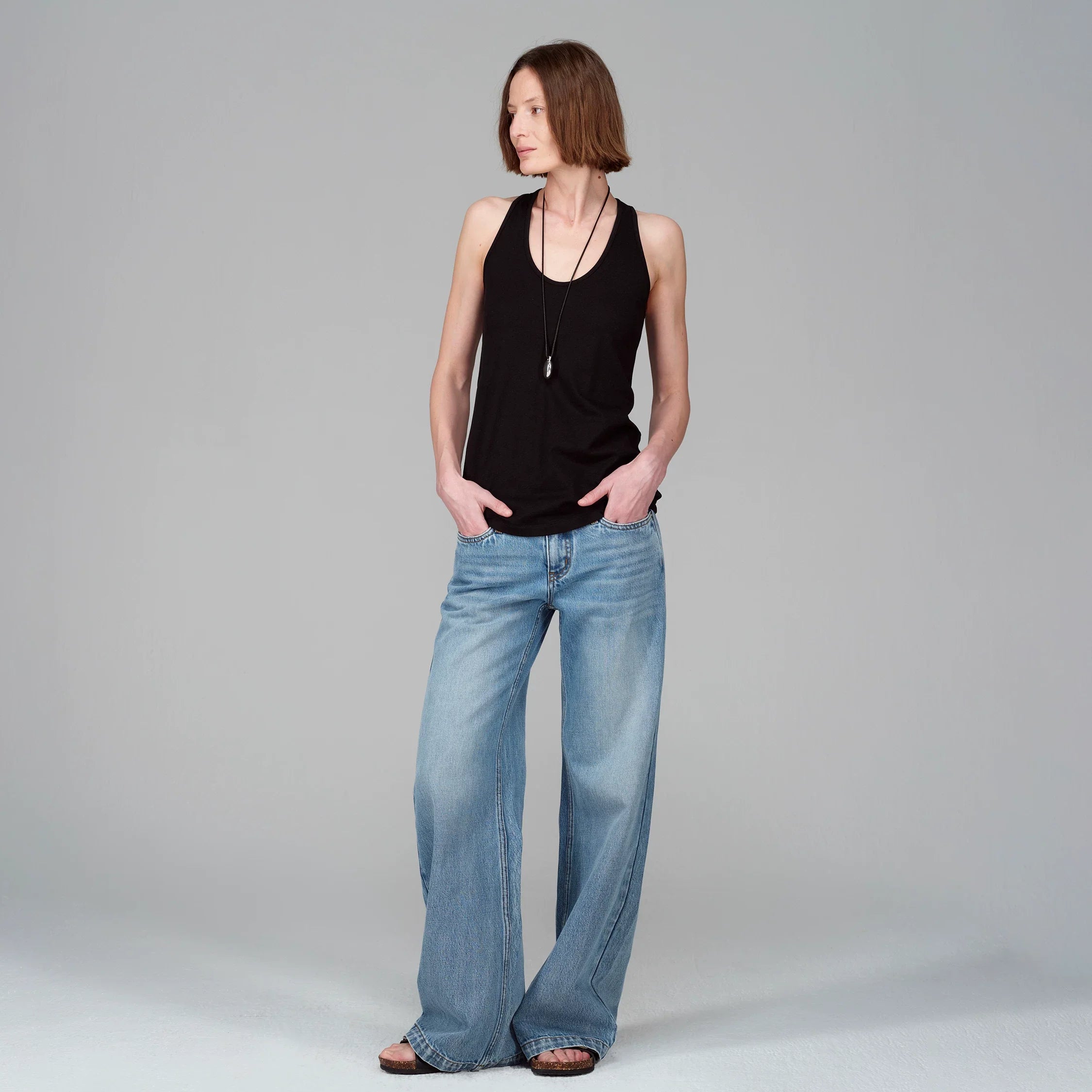 Kybecs| Women’s Summer Low-Waist Loose Fit Straight Denim Trousers – Vintage Washed Light Blue