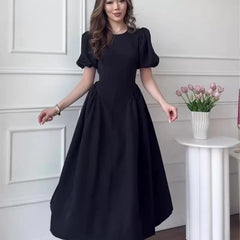 Kybecs| Short Sleeve Maxi Dress for Women – Retro Inspired Elegant Summer Style