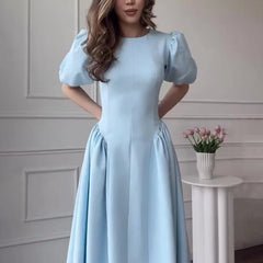 Kybecs| Short Sleeve Maxi Dress for Women – Retro Inspired Elegant Summer Style