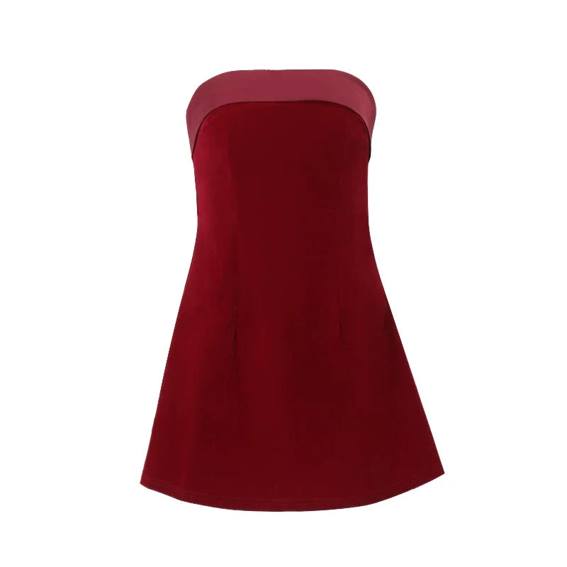 Kybecs | Retro Velvet Tube mini Dress Backless A-Line Birthday Party