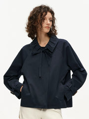 Kybecs | Women’s Cropped Khaki Windbreaker Jacket with Bow Strap Detail