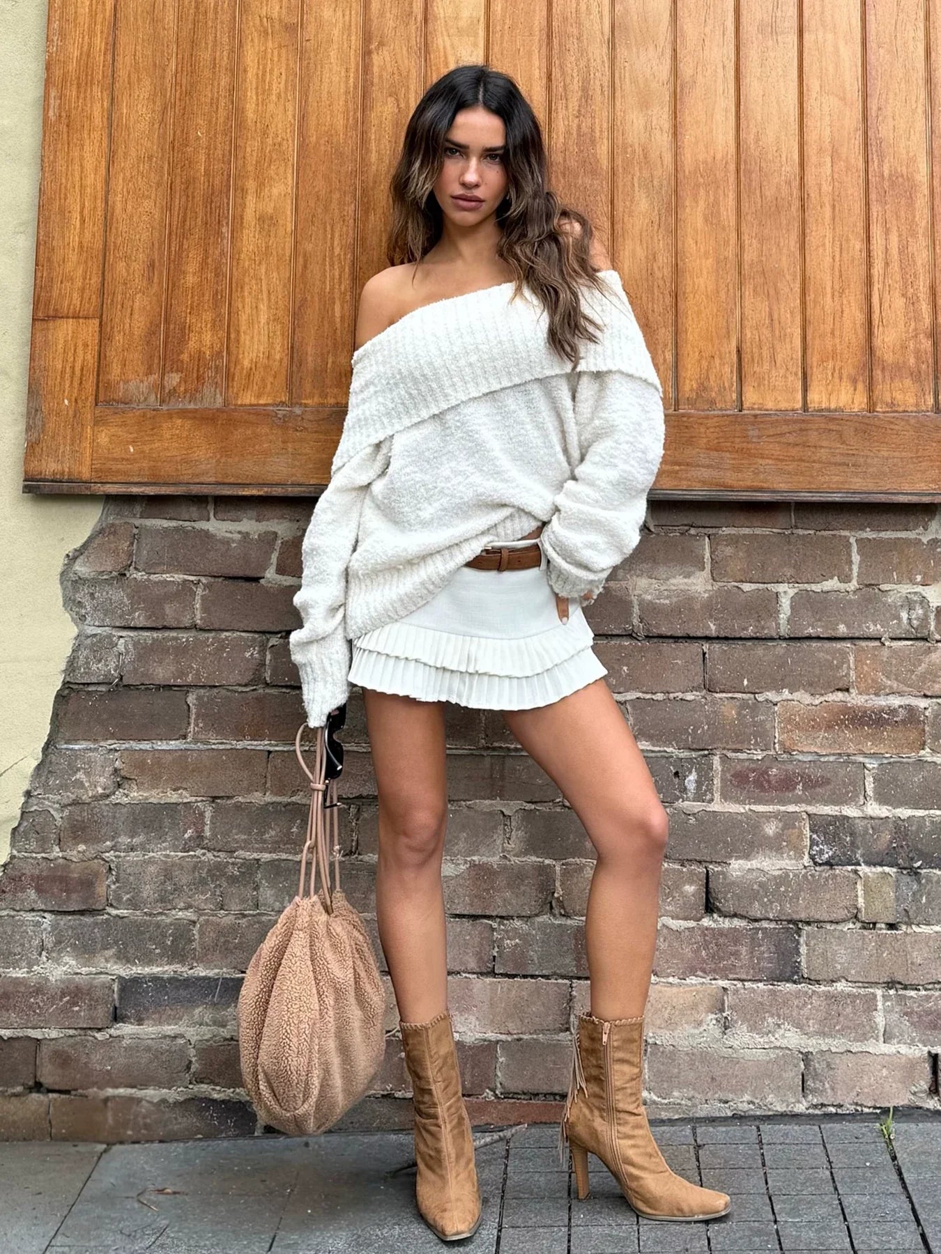 Kybecs | Lazy Ins One-Shoulder Loose Off-Shoulder Wool Sweater
