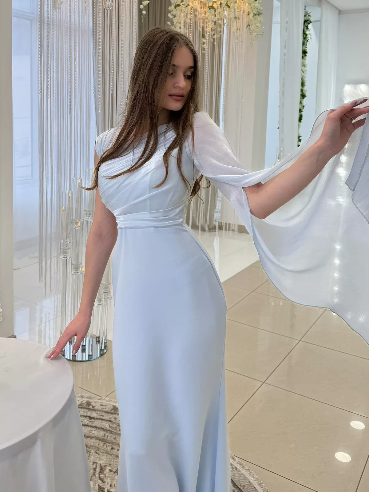 Kybecs| Single Long Sleeve Silky Maxi Dress for Women – Elegant Slim Fit Formal Style